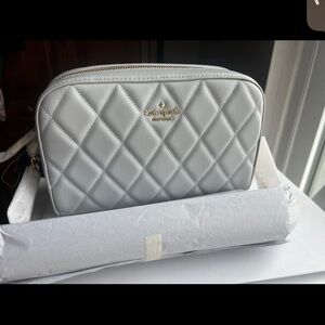 Kate Spade White Quilted Crossbody Bag with Dome Shape